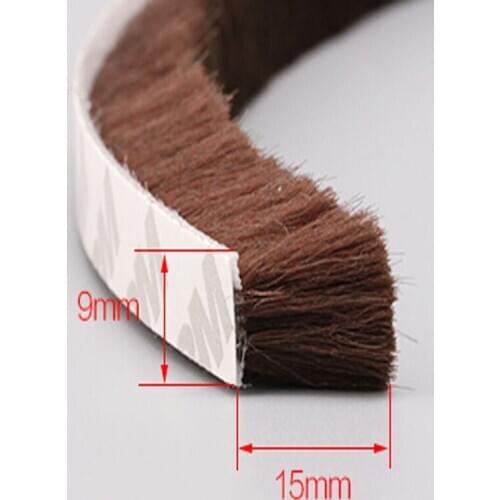 9mm x15mm Self adhesive dustproof aluminum window door tape brush seal strip weatherstrip draught excluder