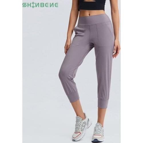 SHINBENE Buttery Soft Gym Workout Capri Pants Joggers Women Naked Feel Anti-sweat Yoga Sport Cropped Joggers Tights with Pocket