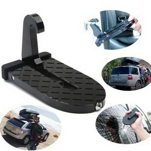 Foldable Car Door Step Pedal Universal Auto Rooftop Luggage Ladder Hooked Foot Pegs Doorstep Safety Hammer