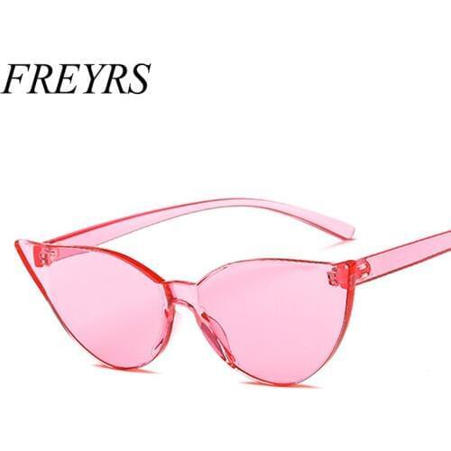 NEW Small Cat Eye Women Sunglasses Fashion Rimless Transparent Summer Style Female Candy Color Shades Sun Glassses for Men 5322F