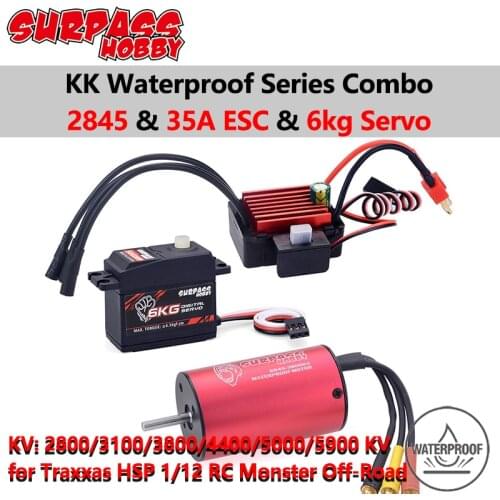 Surpass Hobby COMBO Waterproof ESC Brushless Motor 2845 2600/2800/3100KV with 35A ESC 6kg Plasti Gear Servo for HSP 1/12 RC Car