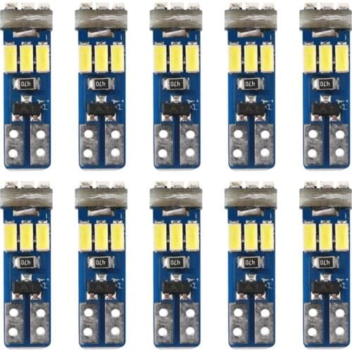 100CS Canbus T5 LED Bulbs 4014 Chip 9SMD No Error Waterproof Interior Light Wedge Tail Side Lamp Super Bright White DC 12V