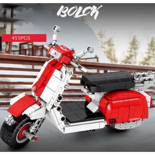 Technical moc building block assemble model classic Pedal motorcycle vespa motorcycle bricks toys collection for kids gifts