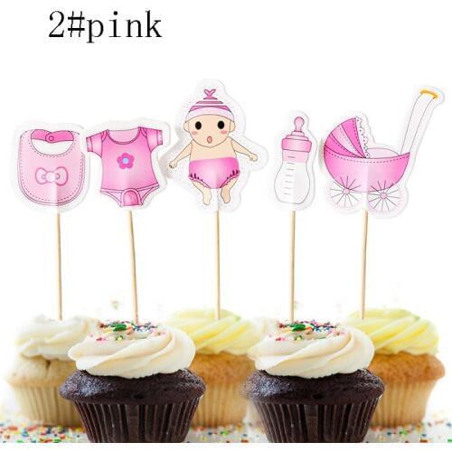 Cake toppers carriage nursing bottle paper banner for Cupcake Wrapper Baking Cup birthday tea party decoration baby shower wh