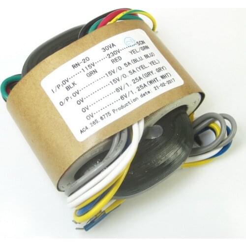 30W 115V-230V R Type Power Transformer Conversion Dual 15V + Dual 6V Copper Cable HiFi Audio Transformer