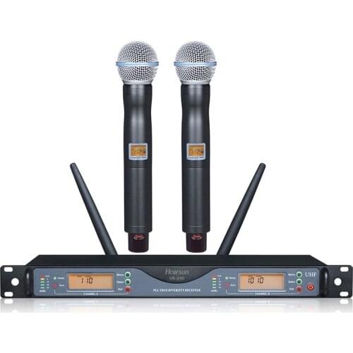 UR-24D wireless microphone one with two U-segment FM microphone stage performance KTV singing headband clip