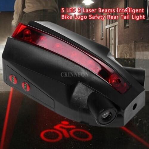 100Pcs/Lot LED Bicycle Bike Light Night 2 Laser+5 LED Rear Bike Bicycle Tail Light Beam Safety Warning Red Rear Lamp Waterproof