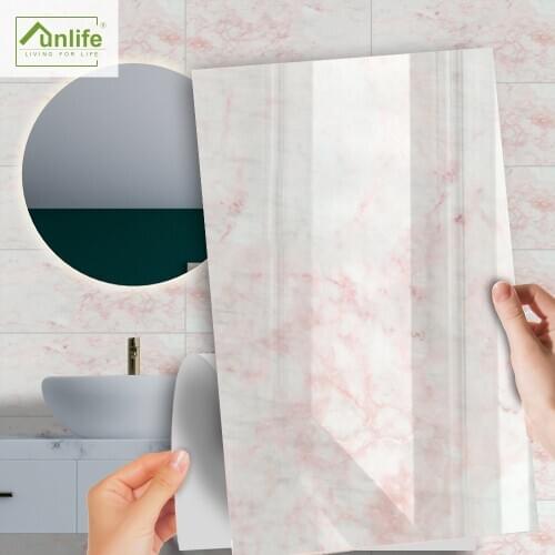 Funlife[R] NOUVELLE MAISON SERIES[TM] 30x60cm Pink Marble Waterproof Self-adhesive Floor Sticker For Tile Kitchen Bathroom Decor
