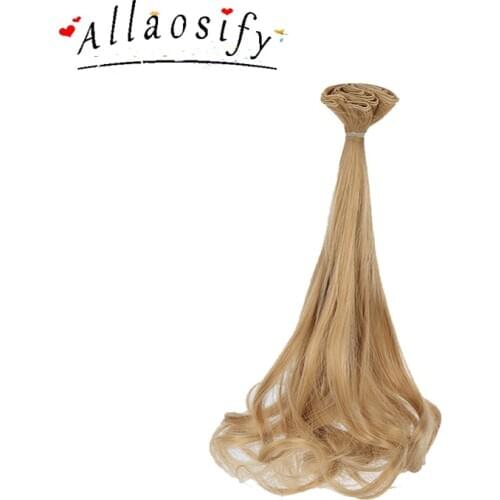 Allaosify Long Straight High Temperatur Fiber Brown Golden Wine Brown Black 30 *100cm DIY BJD Doll Wigs