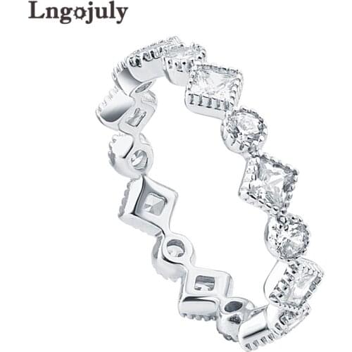 Fine Jewelry 925 Sterling Silver Ring Rhinestone Cubic Zircon Ring Anniversary Gift Silver Jewelry Accessories For Women Girl