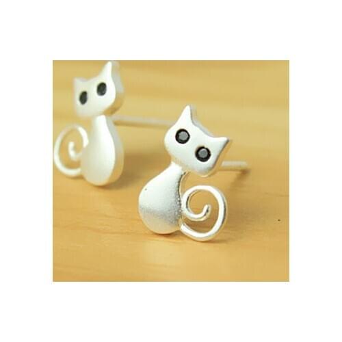 REETI 925 Sterling Silver Large Cat Earrings For Women Ladies Statement Jewelry Korean Earrings Pendientes Brincos