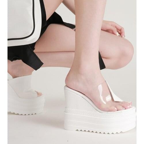 New Ladies High Platform Gothic Cosplay Slippers Wedges High Heels Summer Women Slippers Outdoor Sandal Slides PVC Jelly shoes