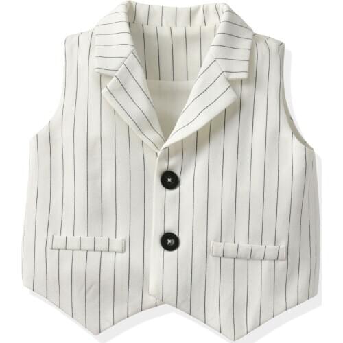 Baby Girl Boy Vest Coat Autumn Spring Toddler Child Kids Turn-down Collar Button Striped Waistcoats