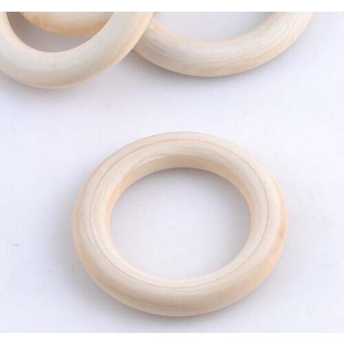 10 wood teething beads - Wooden Ring - 1.6 inch diameter (40mm) - Great for Jewelry, Teethers, Ring Toss Games and More
