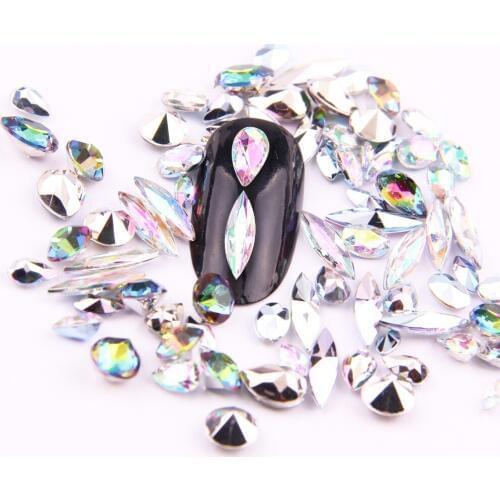 100Pcs/Bag Horse eye Shape Water drop shape Nails Art Decorations Crystal Glass Stone Manicure