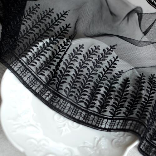 2meter 21cm/21.5cm/19cm High Quality Embroidery Guipure Trim Design Embroidered Black Lace Fabric Tulle Lace French Lace Z323
