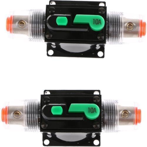 2Piece In-Line Manual Reset Circuit Breaker Car Stereo Audio Fuse 10A