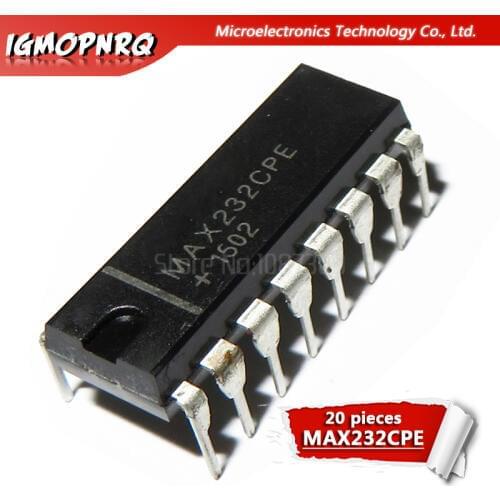 20pcs MAX232CPE MAX232 DIP-16 RS-232 Interface IC 5V MultiCh RS-232 Driver/Receiver new original