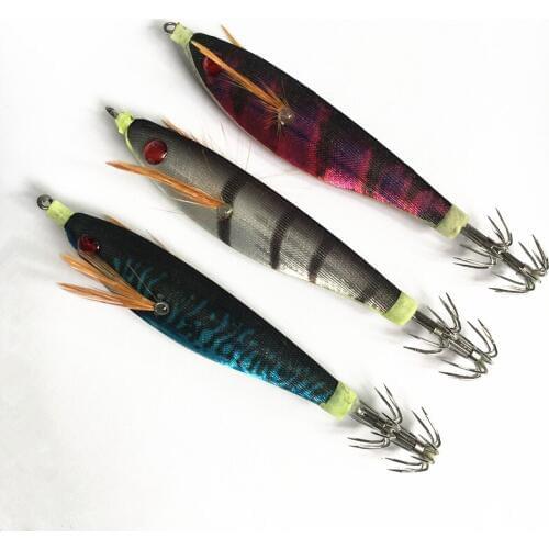 20Pcs Squid Jig Wood Shrimp Bait 10CM 10G Fishing Lure Wobbler Luminous Squid Hook Light Jigs For Fishing Tackle
