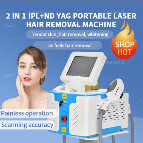 2021 Newest Factory Price 2 in 1 Nd Yag IPL OPT Shr Nd Laser Tattoo Removal Machine Nd Yag Laser Hair Removal Machine With CE