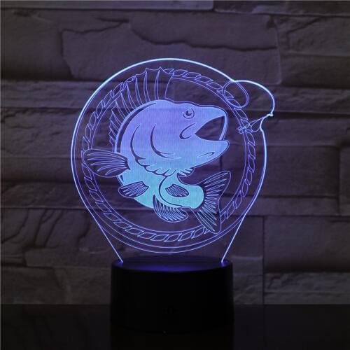 7 Color Changing Bedroom 3D Led Big Fish To Catch Light Fixture Usb Night Light Decor For Fishing Enthusiasts Table Lamp 2457