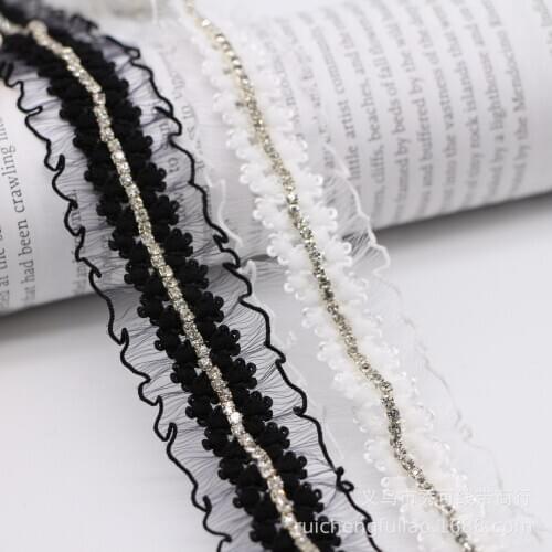 45yards/lot lace handmade bridal rhinestone wedding crystal sash trimming traditional ethical embroidery accessories beads