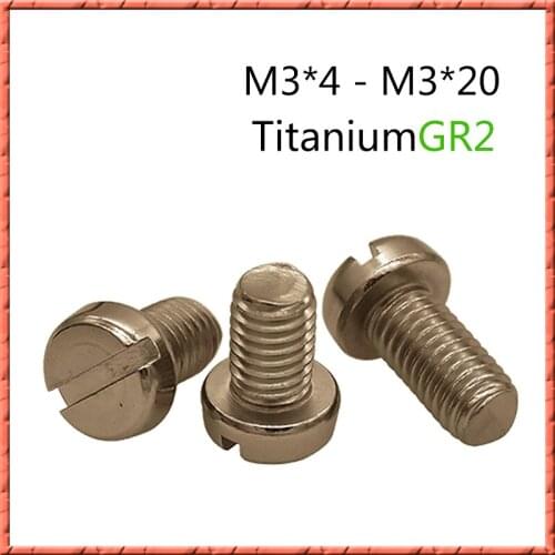 50pcs/lot Pure Titanium GR2 M3*L Round head screw cup cylindrical head slotted small screw anticorrosion antirust M3*4/5/6/8-20