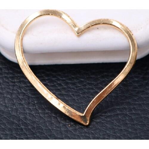 6pcs Gold Plated Hollow Large Heart Pendants Fashion Necklace Earrings Metal Accessories DIY Charms Jewelry Crafts Making P559