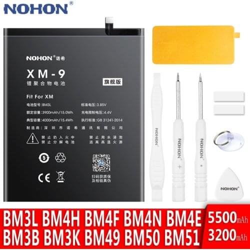 NOHON Battery For Xiaomi Mi 9 Pro 10 CC9 CC9E POCOPHONE F1 Mix Max 2 3 Lithium Replacement Bateria BM3L BM4H BM4N BM4E BM3B BM51