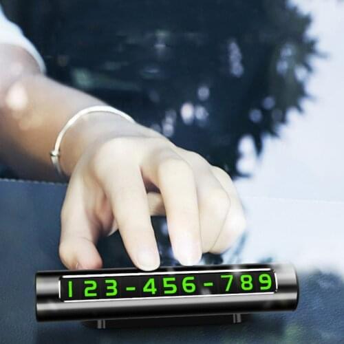 Car Temporary Parking Phone Number Metal Car Styling Parking Card Plate Rotatable Luminous Telephone Number Auto Stickers