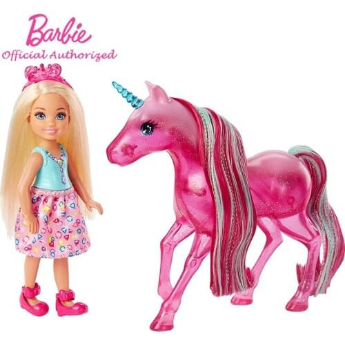 Barbie Original Fashion Mini Dolls Dreamtopia Chelsea And Unicorn Little Kelly Beautiful Horse Girl Toys FPL52 For Birthday