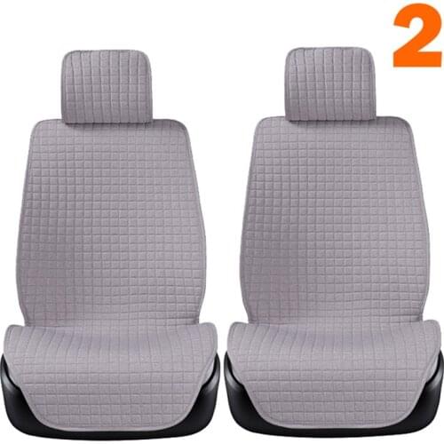 2 PCS Flax Car Seat Cover Front Linen Fabric Cushion Breathable Protector Mat Pad Universal Auto Interior Styling Truck SUV Van