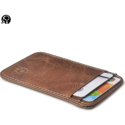 Wholesale 100% Real Leather Convenient ID Pocket Bank Credit Card Case Thin Card Wallet Men Cash Cards Pack Bus Card Holder NEW