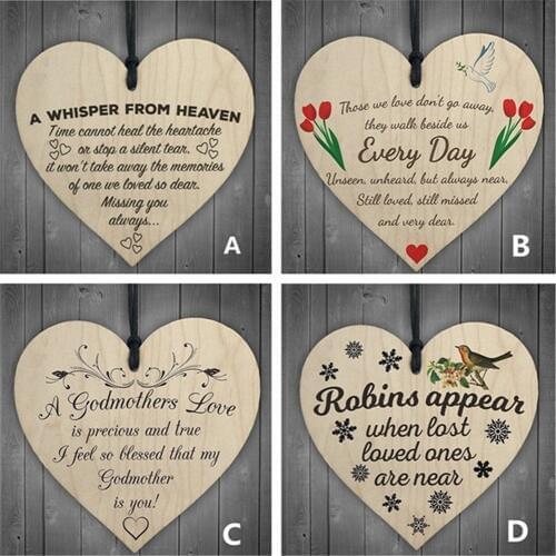 Wooden Heart-shaped Wood Crafts Everyday Godmother Christmas Home DIY Bird Tree Decorations Wine Label Small Pendant Accessories