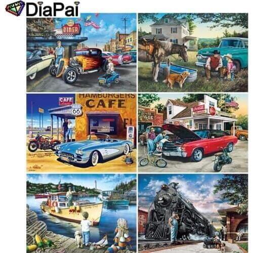 DIAPAI 5D DIY Diamond Painting 100% Full Square/Round Drill "Car scenery" 3D Embroidery Cross Stitch Home Decor