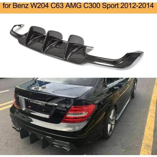 Carbon Fiber Car Rear Bumper Diffuser for Mercedes Benz W204 C63 AMG C300 Sport 2012 - 2014 Rear Bumper Diffuser Lip Spolier FRP