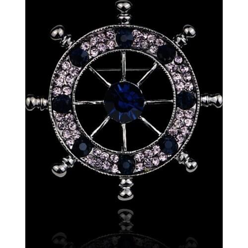 Wild anchor brooch diamond suit collar flower brooch accessories male navy wind rudder pin badge buckle