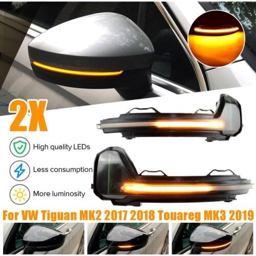 For VW Tiguan MK2 2017 2018 2019 Touareg MK3 EU 2019 Scroll Side Rearview Mirror LED Dynamic Turn Signal Flashing Light Blinker