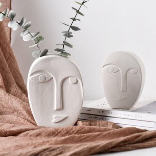 Home Decor Human Face Shaped Ceramic Flower Vases Simple Innovative Arrangement Modern Vases For Home Office Decoration