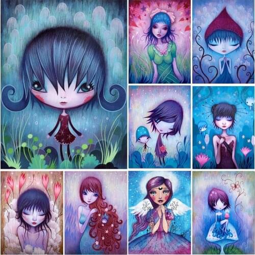 FIYO Diamond Painting Girl Cross Stitch Full Drill Diamond Embroidery Cartoon Mosaic Wall Decoration Cross Stitch Handmade Gift