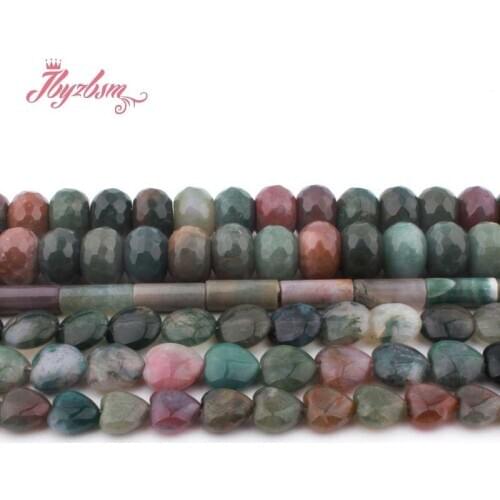4-14mm Indian Moss Agates Loose Bead Mixed Shape Natural Stone Beads For DIY Gift Necklace Bracelat Earring Jewelry Making 15"