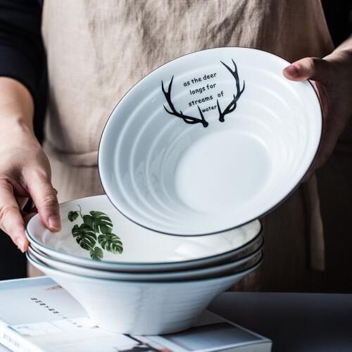 8inch Ceramic Fruit Salad Bowl Soup Noodle Bowls Restaurant Kitchen Tableware Food Container Spaghetti Pasta Microwave Tableware