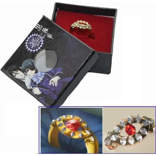 1pcs Black Butler Kuroshitsuji Alois Trancys Cosplay Gold Ring New in Box Cosplay Jewelry Fashion Anime Props