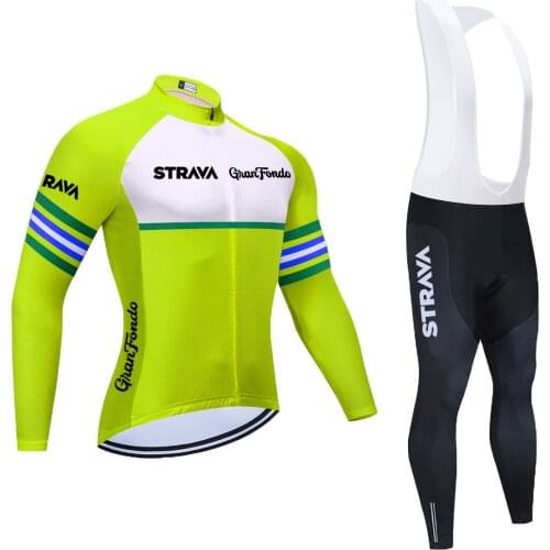 Brazil Team STRAVA Spring Cycling Jersey Set Spain M Long Sleeve MTB Bike Wear Bicycle Cycling Clothing Ropa Maillot Ciclismo