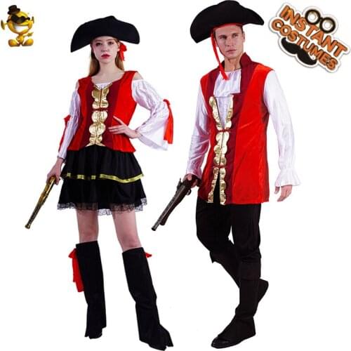 Pirate Costume for Couple Purim Luxury Pirate Costume Halloween Party Cosplay Dress Up Clothing for Adults