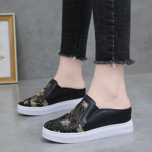 Flower Hidden Wedge Shoes Women Platform Comfortable Shoes for Summer Woman Slippers New Fashion Womens White Trainers Sneakers
