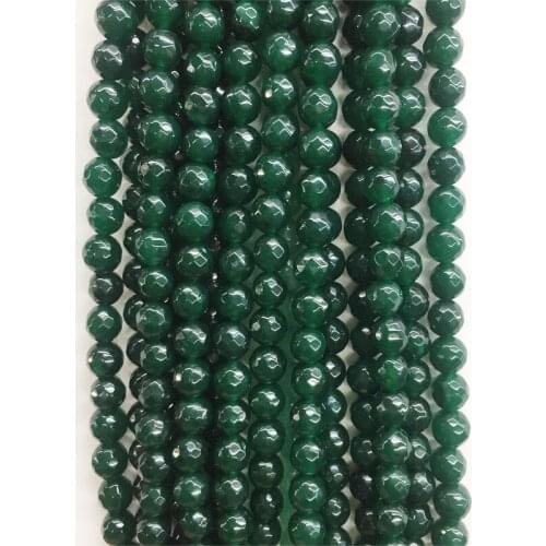 6/8/10mm Faceted Brazil Green Emerald Chalcedony Natural Stone Round Spacer Gem Bead for Jewelry Bracelet Diy Making Design