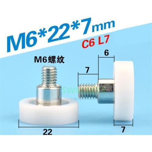 M6*22*7mm 6*22*7 screw M6, flat clad plastic sheave pulley bearing C2 L8 / C4 L8 for drawer/ refrigerator/printer/cash register