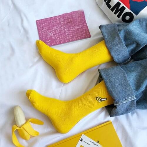 Cartoon Fruit Print Cute Sock Women Girls Elastic Comfortable Breathable Cotton Socks Fashion Casual Funny Embroidery Socks