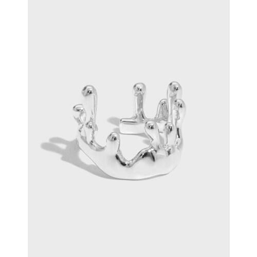 18K Gold Authentic S925 Sterling Silver Jewelry burn Candle / Crown rings Adjust TLJ1619